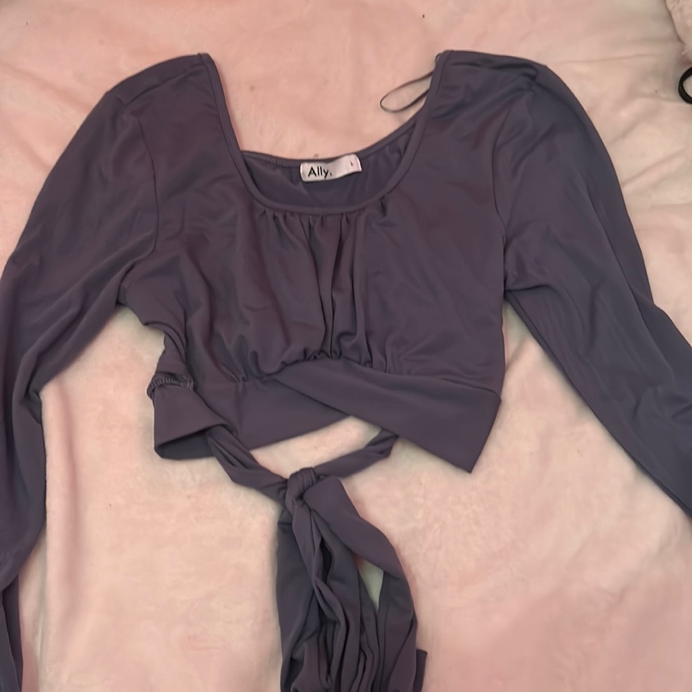 Blue crop top with tie